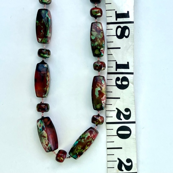 Vintage Long Strand Faux Oxidized Bead Necklace - Picture 6 of 7